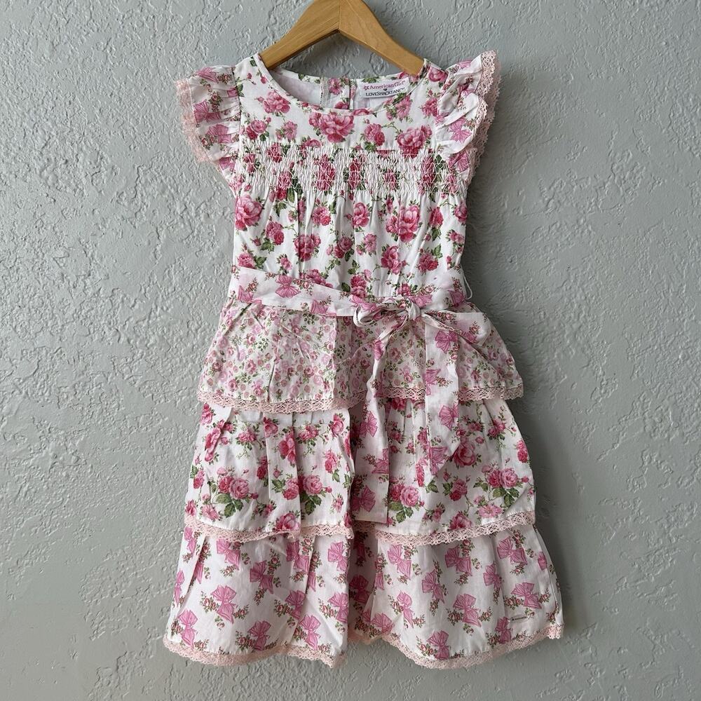 American Girl x Love Shack Fancy Pink Floral Garden Party Dress Size 3 Retired